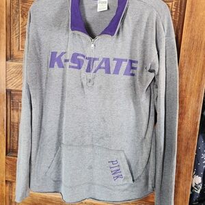 PINK Victoria's Secret Gray and Purple Quarter-Zip Top